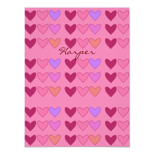 ピンクかわいらしとハートの女カラフルの子 フォトプリント            (正面)