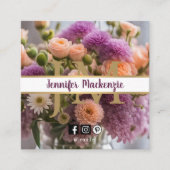 ピンクかわいらしとピーチパープルバラAI生成 スクエア名刺 (正面)