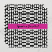 ピンクかわいらしとブラックで 招待状 (正面/裏面)