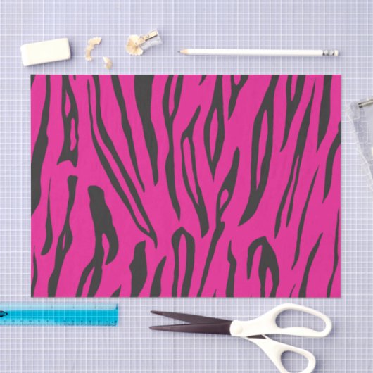 ピンクかわいらしとブラックタイガーのストライプティッシュペーパー 薄葉紙 (クラフト)