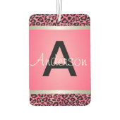 ピンクかわいらしとブラックヒョウ動物 |モノグラム カーエアーフレッシュナー (裏面)