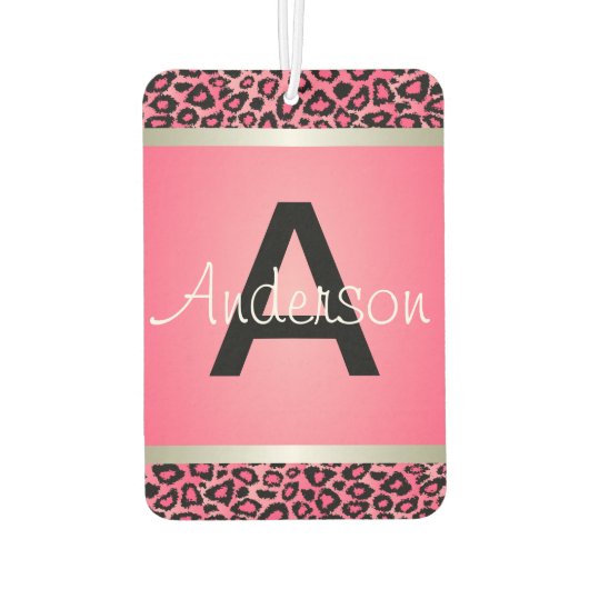 ピンクかわいらしとブラックヒョウ動物 |モノグラム カーエアーフレッシュナー (裏面)