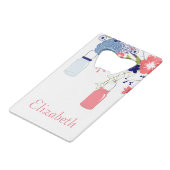 ピンクかわいらしとブルーのフローラとメイソンジャース クレジットカード栓抜き (正面アングル)