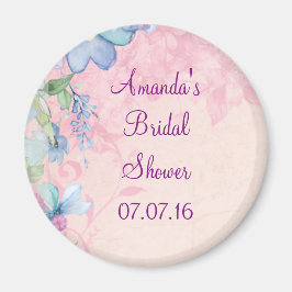 ピンクかわいらしとブルーのフローラブライダルシャワー マグネット