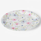 ピンクかわいらしとブルーのフローラルパターン紙プレート ペーパープレート (アングル)