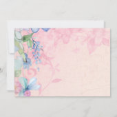 ピンクかわいらしとブルーのフローラワイルドフラワーRSVP 招待状 (裏面)