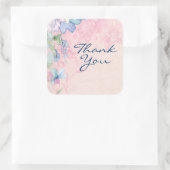 ピンクかわいらしとブルーのフローラ背景 スクエアシール (バッグ)