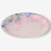 ピンクかわいらしとブルーのフローラ野花 ペーパープレート (アングル)