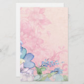 ピンクかわいらしとブルーのフローラ野花 便箋 (正面/裏面)