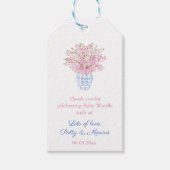 ピンクかわいらしとブルーのベビーガールシャワーメッセージカード ギフトタグ (正面)