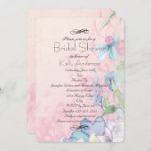 ピンクかわいらしとブルーのワイルドフラワーブライダルシャワー 招待状 (正面/裏面)