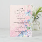 ピンクかわいらしとブルーのワイルドフラワーブライダルシャワー 招待状 (スタンド正面)