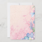 ピンクかわいらしとブルーのワイルドフラワーブライダルシャワー 招待状 (裏面)
