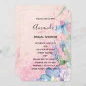 ピンクかわいらしとブルーのワイルドフラワーブライダルシャワー 招待状 (正面/裏面)