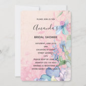 ピンクかわいらしとブルーのワイルドフラワーブライダルシャワー 招待状 (正面)