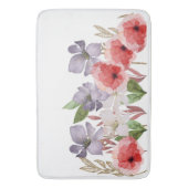 ピンクかわいらしとブルーの水色の花 バスマット (正面縦)