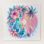 ピンクかわいらしとブルーの沿岸芸術 ジグソーパズル (横)