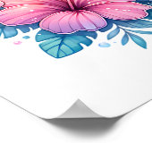 ピンクかわいらしとブルーの沿岸芸術 ポスター (角)