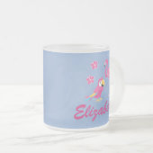 ピンクかわいらしとブルーの熱帯性 フロストグラスマグカップ (正面右)