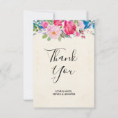 ピンクかわいらしとブルーの縁どフラ結婚ー サンキューカード (正面)