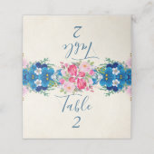 ピンクかわいらしとブルーの縁どフラ結婚ー プレイスカード (外部開封)