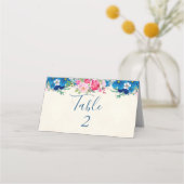 ピンクかわいらしとブルーの縁どフラ結婚ー プレイスカード (裏面)