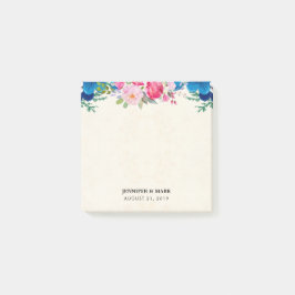 ピンクかわいらしとブルーの縁どフラ結婚ー ポストイット