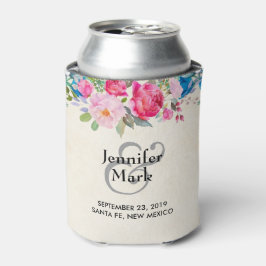 ピンクかわいらしとブルーの縁どフラ結婚ー 缶クーラー