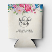 ピンクかわいらしとブルーの縁どフラ結婚ー 缶クーラー (正面)