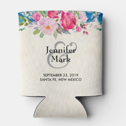 ピンクかわいらしとブルーの縁どフラ結婚ー 缶クーラー (裏面)