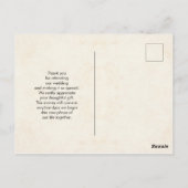 ピンクかわいらしとブルーの縁ど結婚フラワー感謝してい ポストカード (裏面)