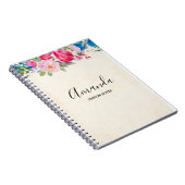ピンクかわいらしとブルーの縁ど花 ノートブック (右側)
