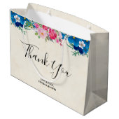 ピンクかわいらしとブルーの花が縁どありがとう ラージペーパーバッグ (裏面アングル)