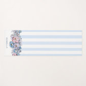 ピンクかわいらしとブルーの花とストライプ名前つき ヨガマット (正面(横))