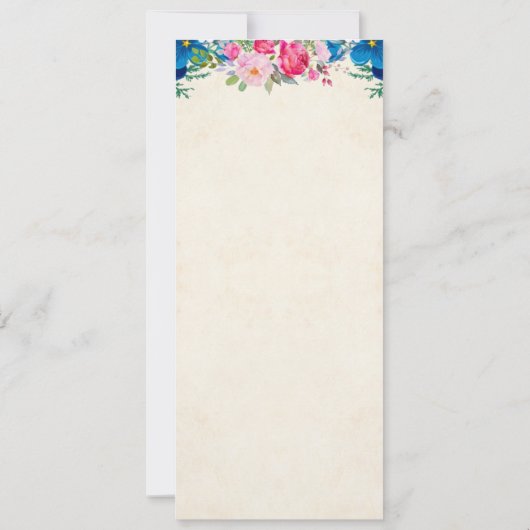 ピンクかわいらしとブルーの花縁どのメ結婚ニュー 招待状 (裏面)