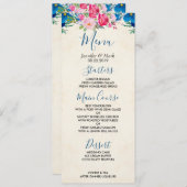 ピンクかわいらしとブルーの花縁どのメ結婚ニュー 招待状 (正面/裏面)