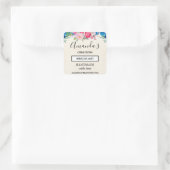 ピンクかわいらしとブルーの花縁ど業 スクエアシール (バッグ)