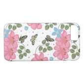 ピンクかわいらしとブルーの花 Case-Mate iPhoneケース (裏面(横))