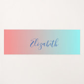 ピンクかわいらしとブルーグラデーション ヨガマット (正面(横))