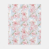 ピンクかわいらしとブルーテディベアガーリー フリースブランケット (正面)