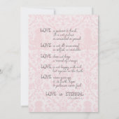 ピンクかわいらしとホワイトダマスクの結婚式 招待状 (裏面)