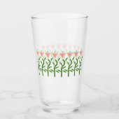 ピンクかわいらしとミントの縁ど花 タンブラーグラス (正面)