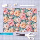 ピンクかわいらしと桃のバラ 薄葉紙 (クラフト)