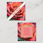 ピンクかわいらしと桃のバラAI生成 スクエア名刺 (正面/裏面)