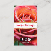 ピンクかわいらしと桃のバラAI生成 名刺 (正面)