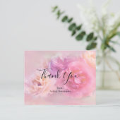 ピンクかわいらしと白のカーネーション写真ありがとう ポストカード (スタンド正面)