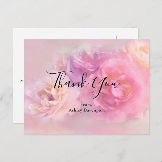 ピンクかわいらしと白のカーネーション写真ありがとう ポストカード