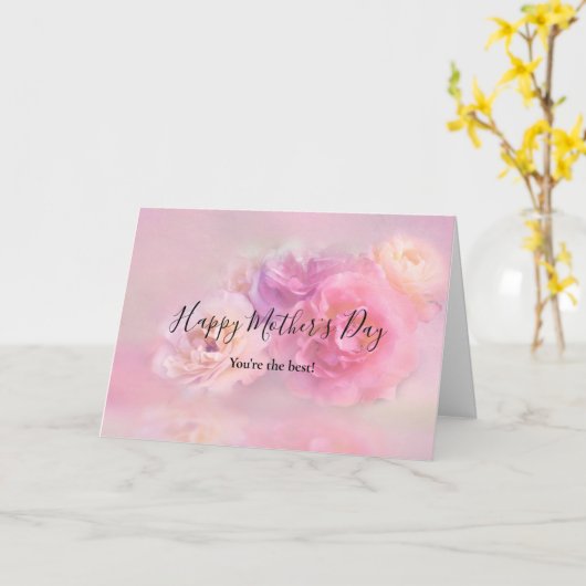 ピンクかわいらしと白のカーネーション写真母の日 カード (黄色い花)