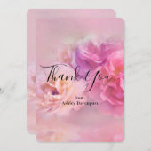 ピンクかわいらしと白のカーネーション写真 サンキューカード (正面/裏面)
