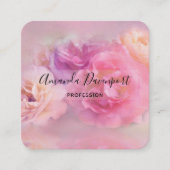 ピンクかわいらしと白のカーネーション写真 スクエア名刺 (正面)